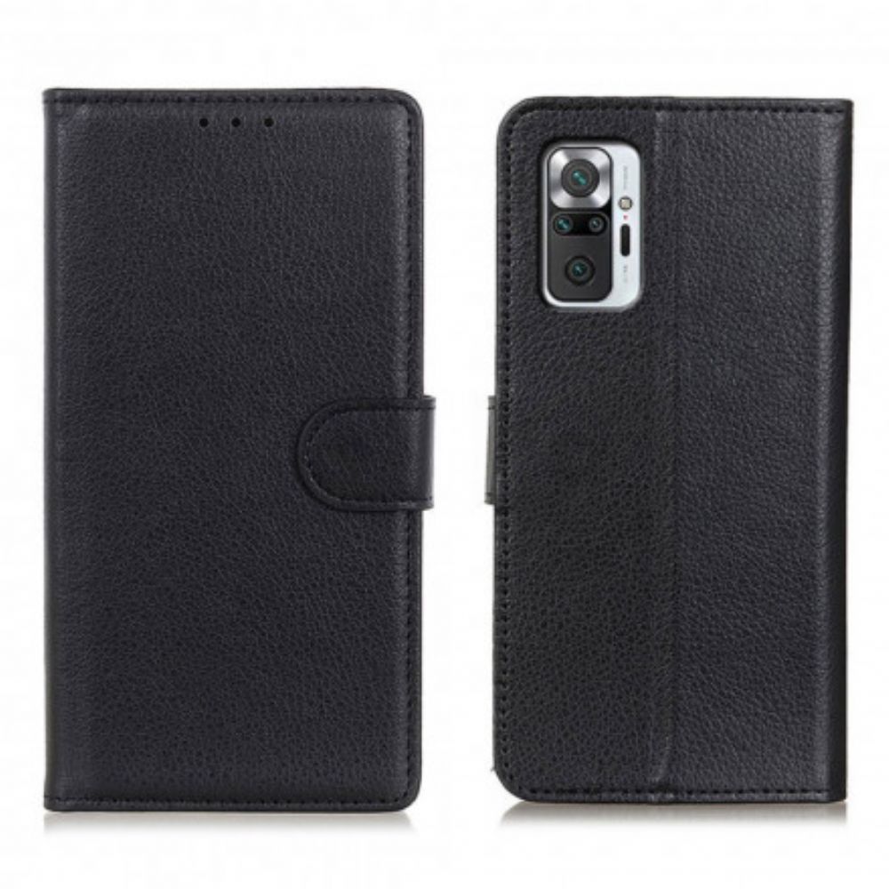 Folio-hoesje voor Xiaomi Redmi Note 10 Pro Premium Litchi Leder Effect