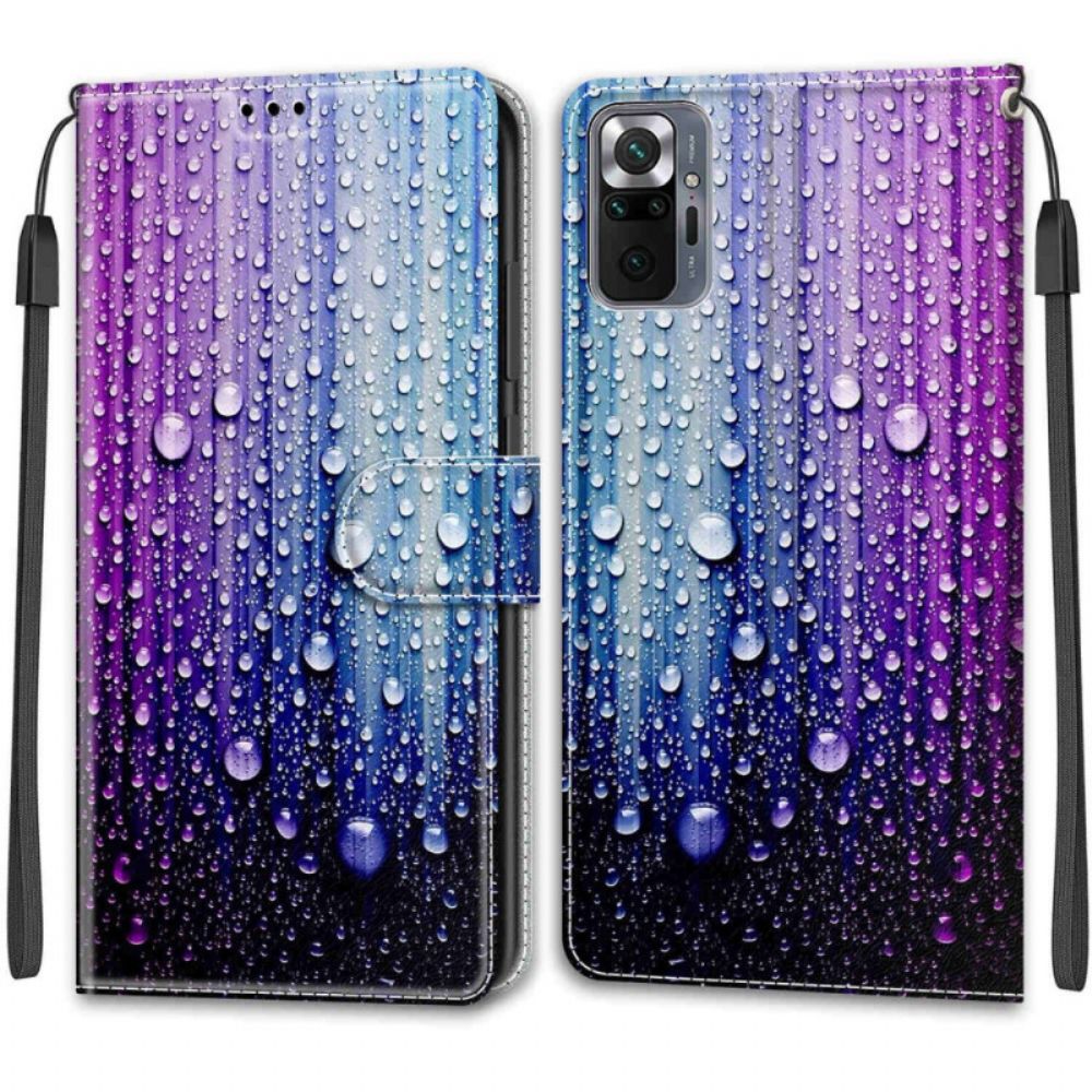 Folio-hoesje voor Xiaomi Redmi Note 10 Pro Waterdruppels Met Koord