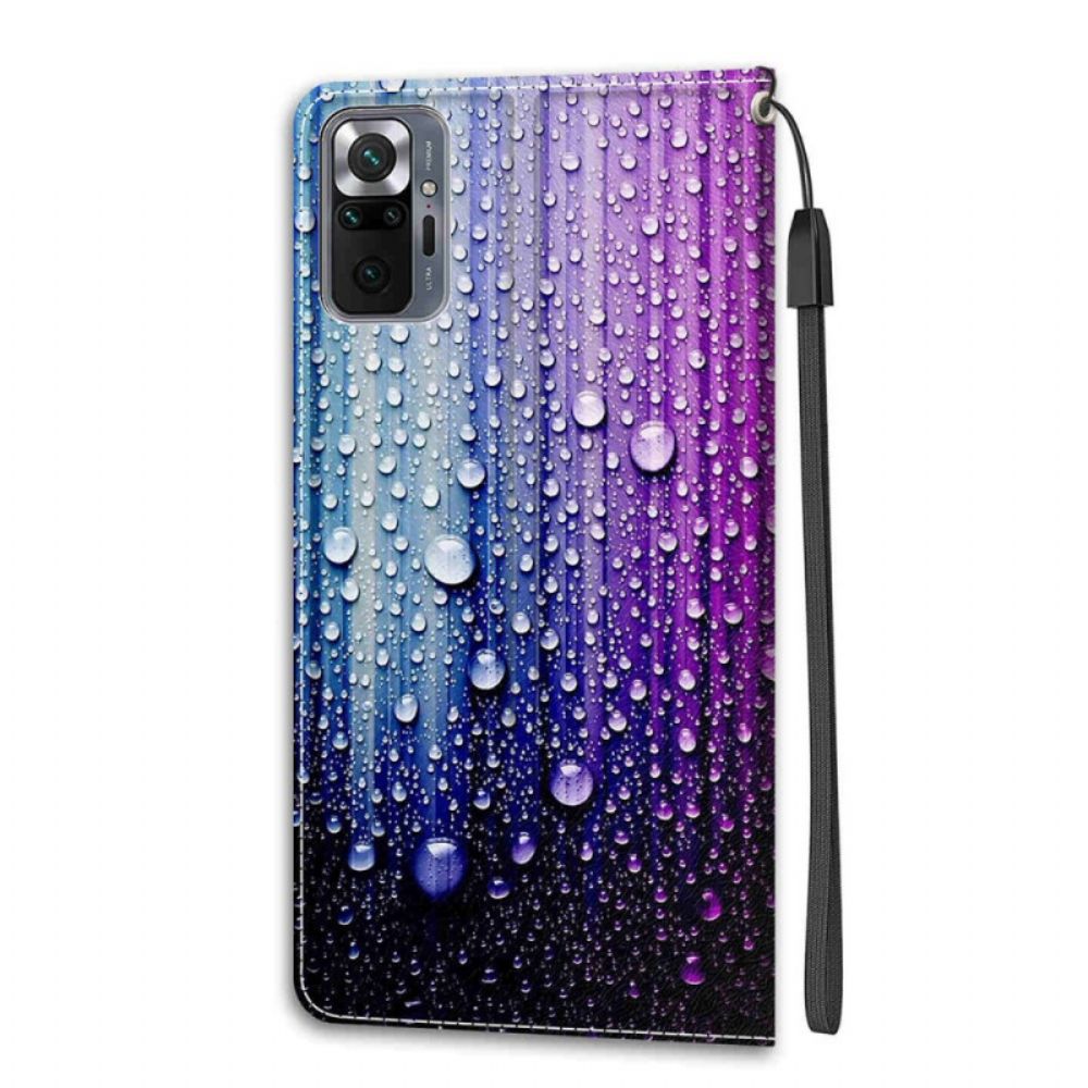 Folio-hoesje voor Xiaomi Redmi Note 10 Pro Waterdruppels Met Koord