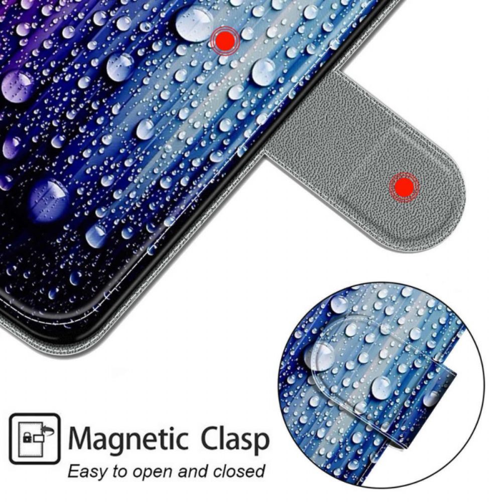 Folio-hoesje voor Xiaomi Redmi Note 10 Pro Waterdruppels Met Koord
