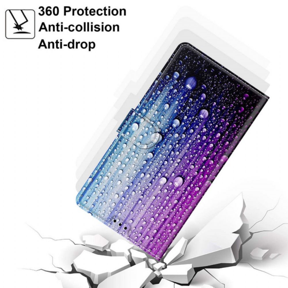 Folio-hoesje voor Xiaomi Redmi Note 10 Pro Waterdruppels Met Koord