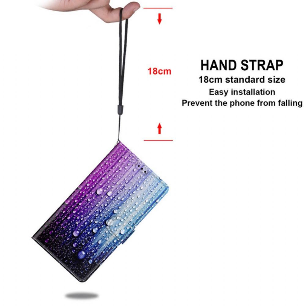 Folio-hoesje voor Xiaomi Redmi Note 10 Pro Waterdruppels Met Koord