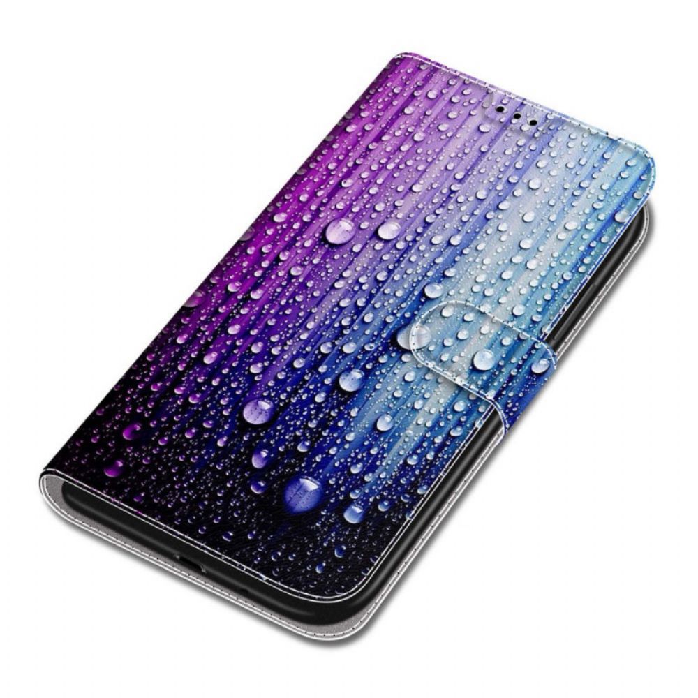 Folio-hoesje voor Xiaomi Redmi Note 10 Pro Waterdruppels Met Koord