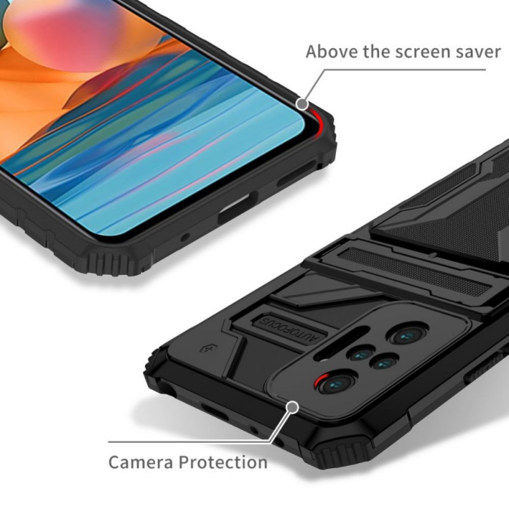 Hoesje voor Xiaomi Redmi Note 10 Pro Kaarthouder En Standaard Met Ritssluiting