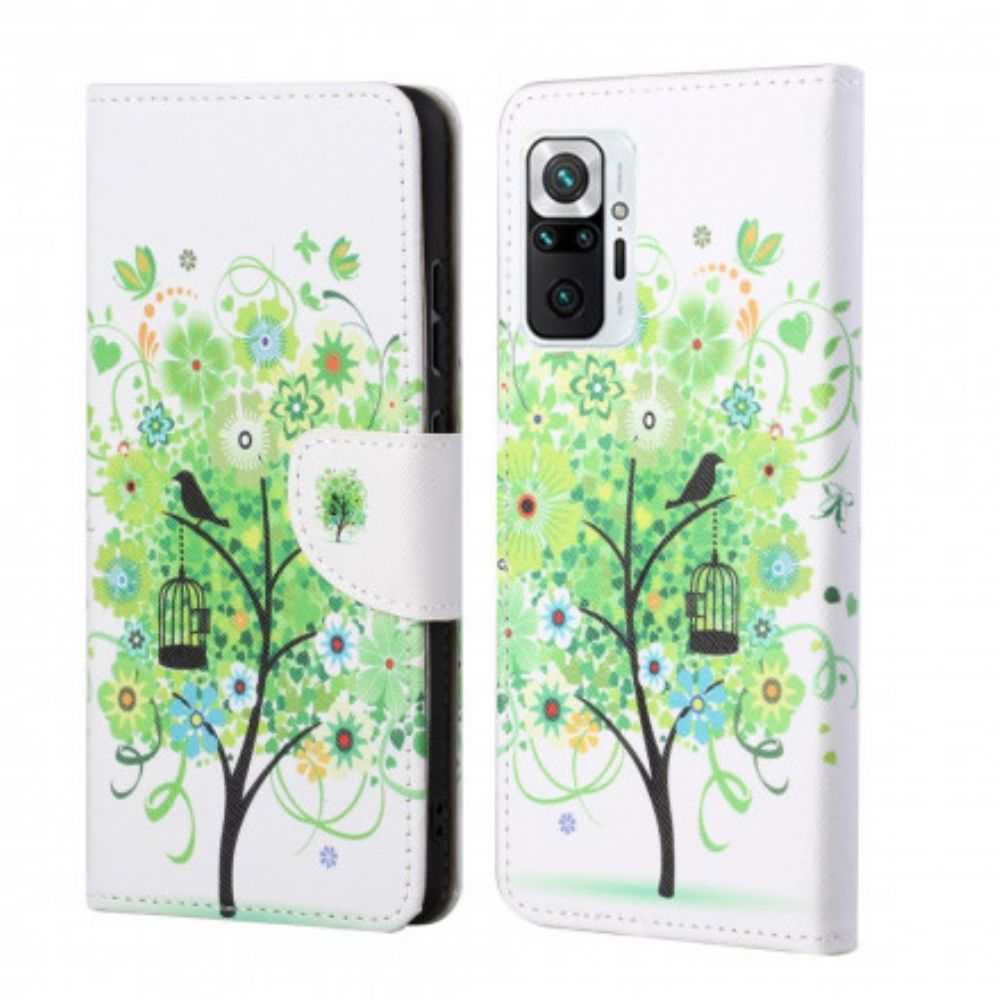 Leren Hoesje voor Xiaomi Redmi Note 10 Pro Groene Boom