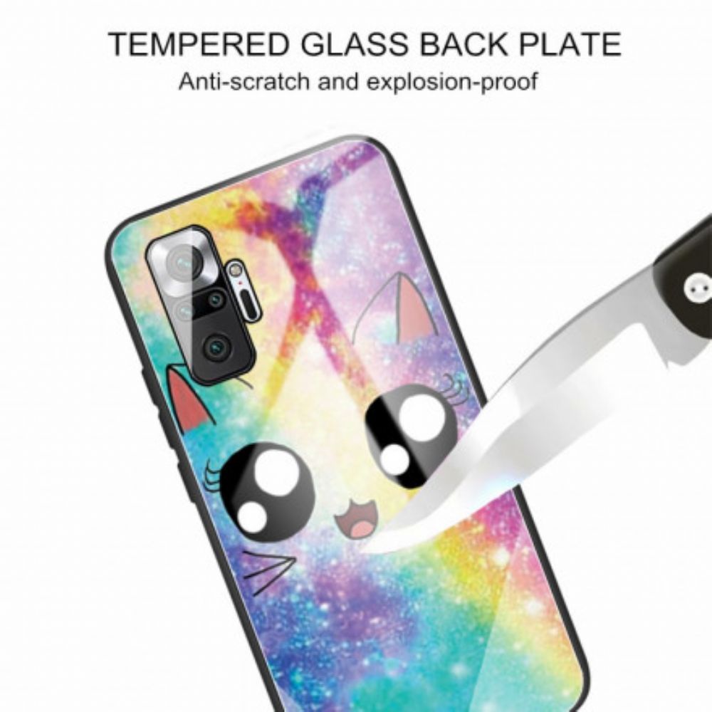 Telefoonhoesje voor Xiaomi Redmi Note 10 Pro Gehard Glas Kat