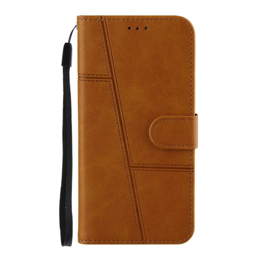 Folio-hoesje voor Xiaomi Mi 11 Pro Met Ketting Leerstijl Met Geometrische Bandjes