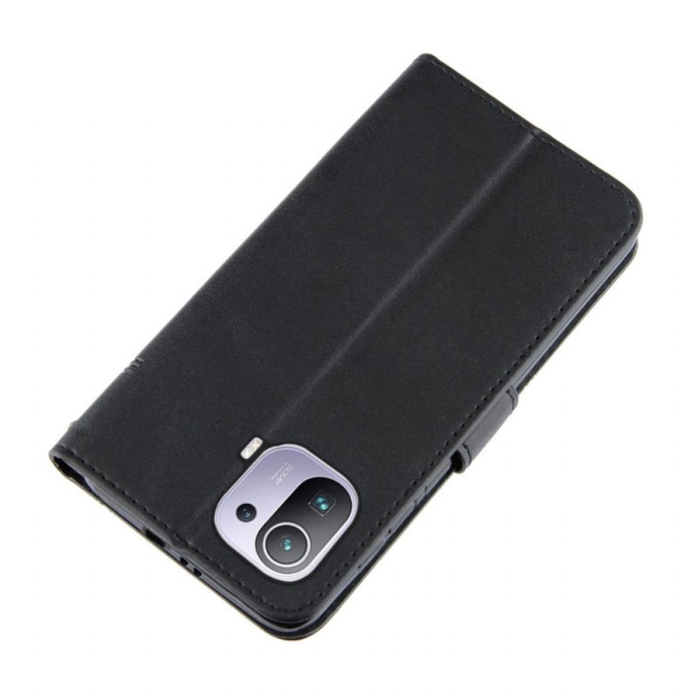 Folio-hoesje voor Xiaomi Mi 11 Pro Met Ketting Leerstijl Met Geometrische Bandjes