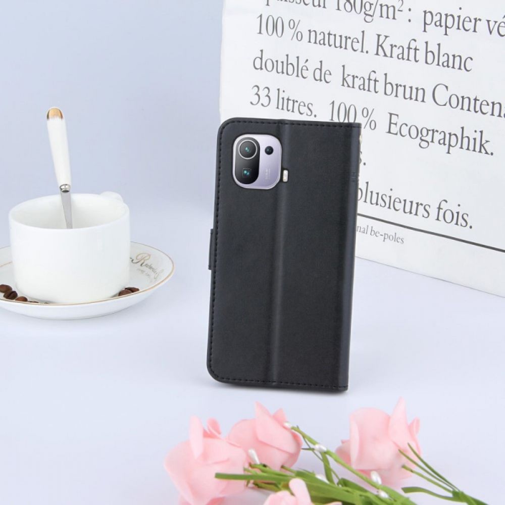 Folio-hoesje voor Xiaomi Mi 11 Pro Met Ketting Leerstijl Met Geometrische Bandjes