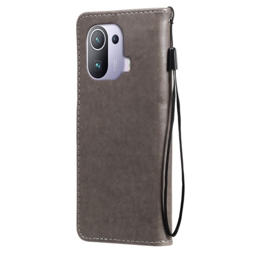 Leren Hoesje voor Xiaomi Mi 11 Pro Met Ketting Thong Kat En Bij