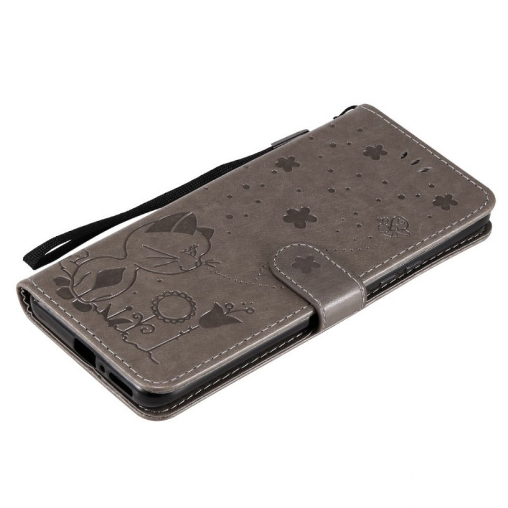 Leren Hoesje voor Xiaomi Mi 11 Pro Met Ketting Thong Kat En Bij