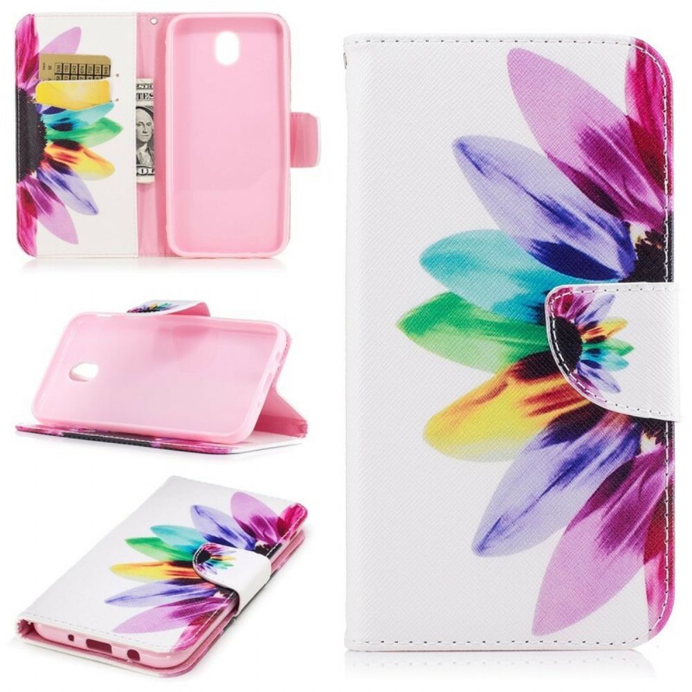 Leren Hoesje voor Samsung Galaxy J5 2017 Aquarel Bloem