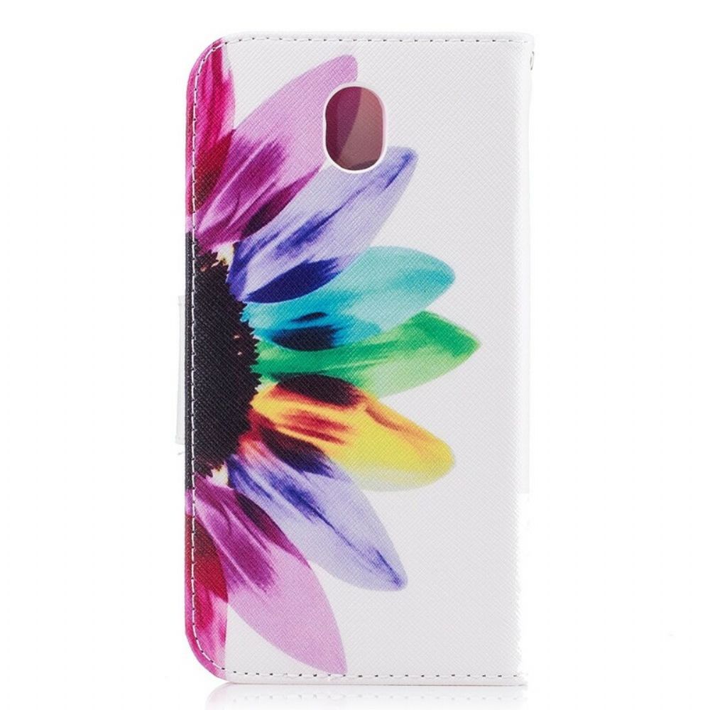 Leren Hoesje voor Samsung Galaxy J5 2017 Aquarel Bloem