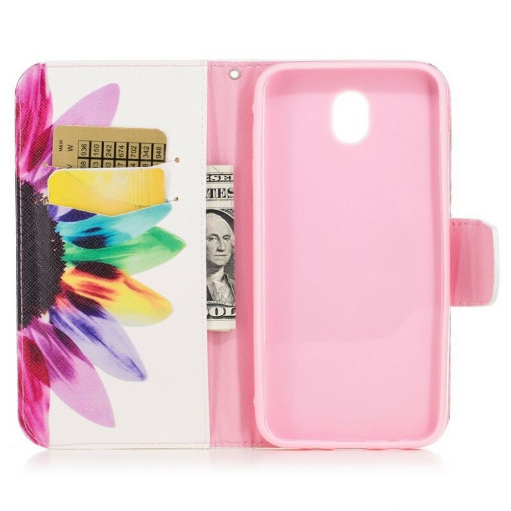 Leren Hoesje voor Samsung Galaxy J5 2017 Aquarel Bloem
