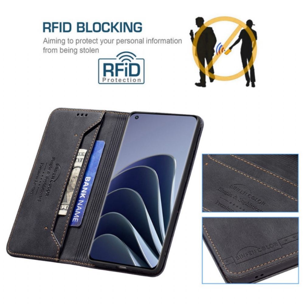 Bescherming Hoesje voor OnePlus 10 Pro 5G Folio-hoesje Binfen Kleur Rfid Naaien