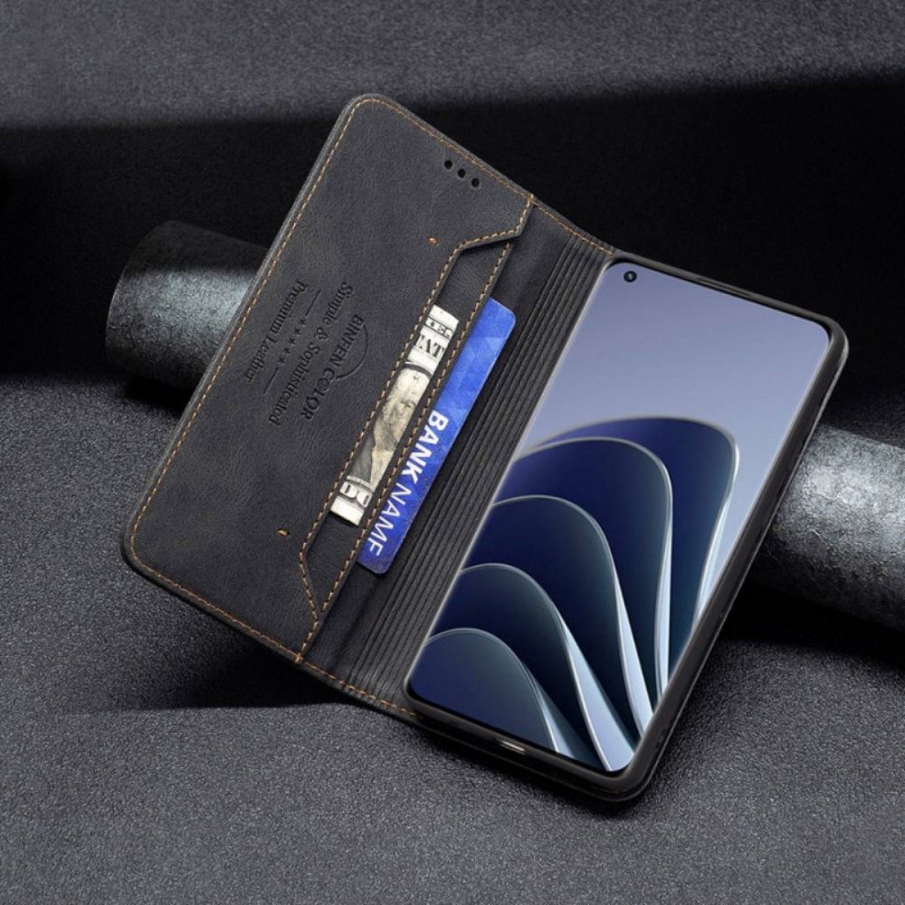 Bescherming Hoesje voor OnePlus 10 Pro 5G Folio-hoesje Binfen Kleur Rfid Naaien