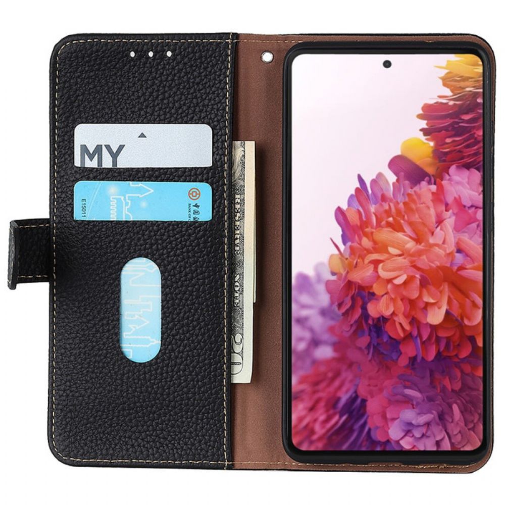 Folio-hoesje voor OnePlus 10 Pro 5G Echt Khazneh Litchi Leer