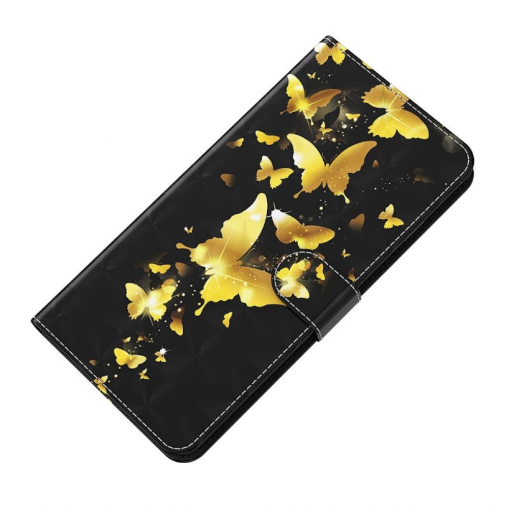 Folio-hoesje voor OnePlus 10 Pro 5G Met Ketting Thong Vlinders