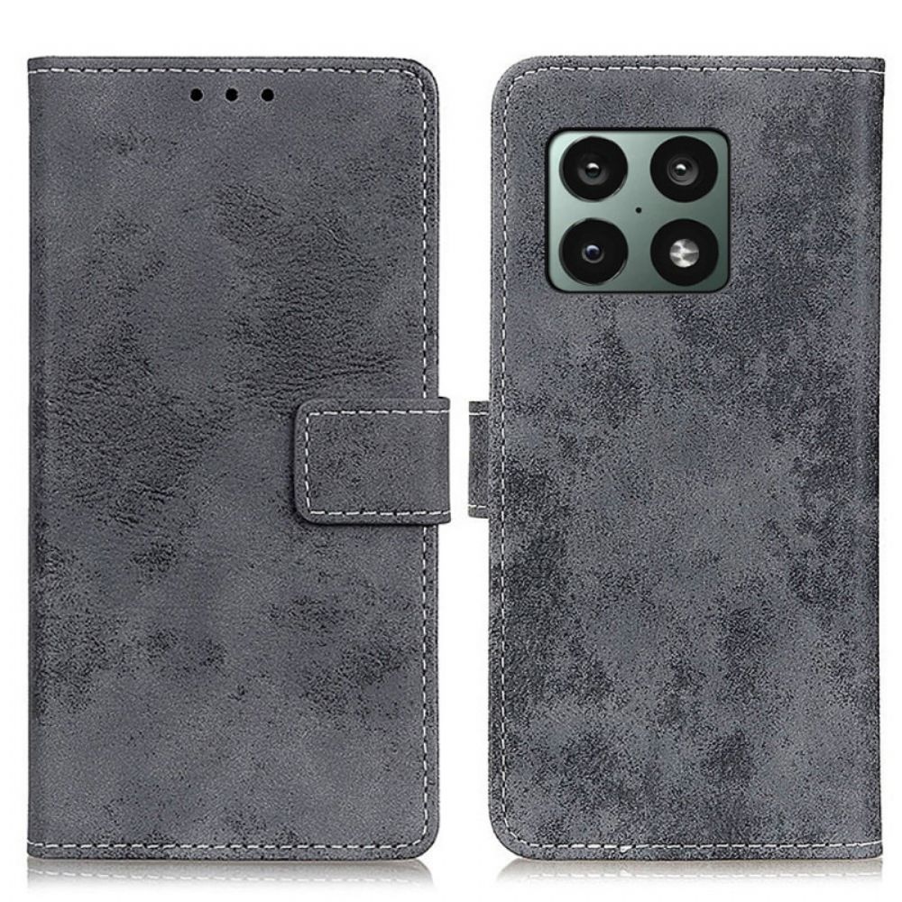 Folio-hoesje voor OnePlus 10 Pro 5G Vintage Leereffect