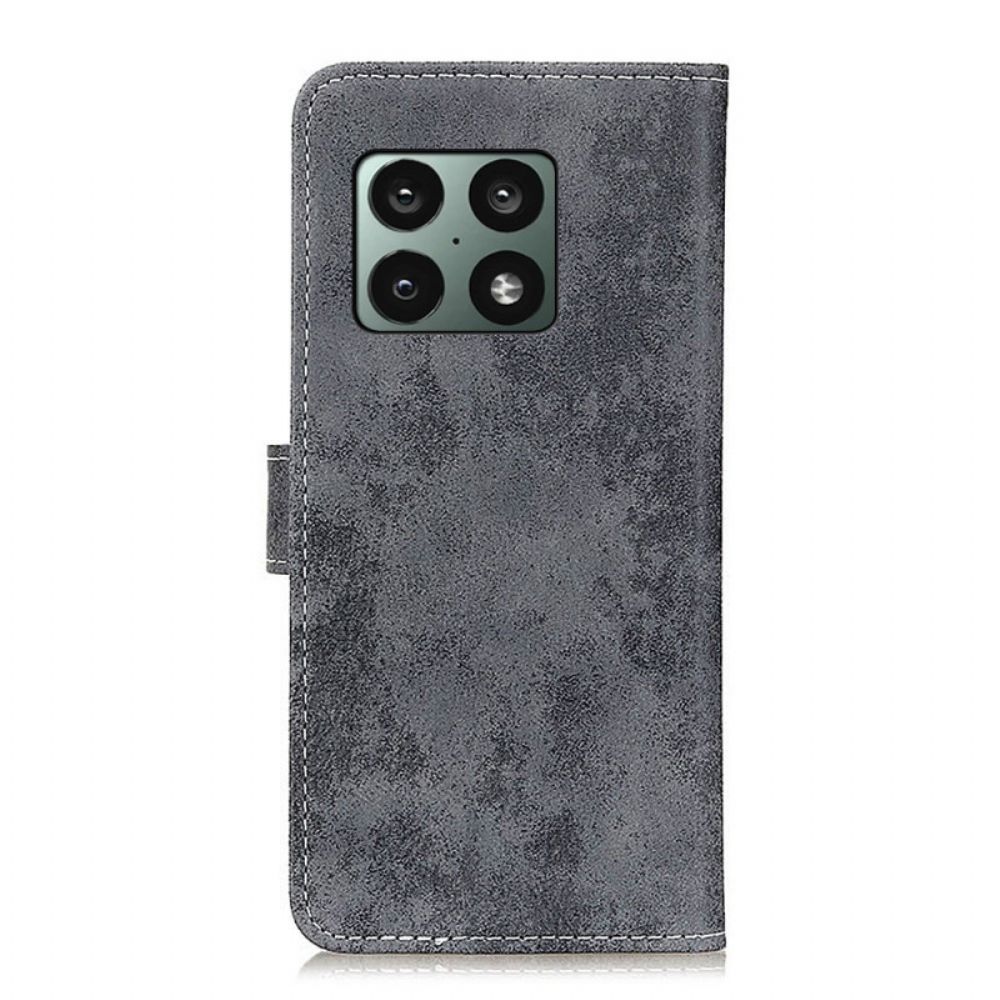 Folio-hoesje voor OnePlus 10 Pro 5G Vintage Leereffect