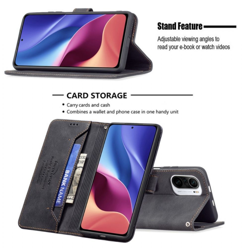 Leren Hoesje voor Xiaomi Mi 11i 5G / Poco F3 Rfid Binfen-kleur
