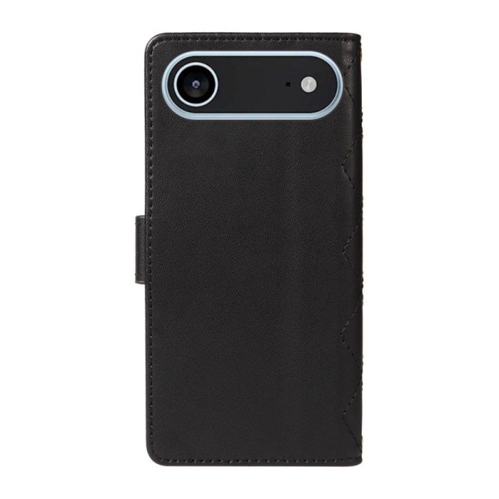 Flip Case Leren iPhone Air Gewatteerd Met Riempje En Schouderriem