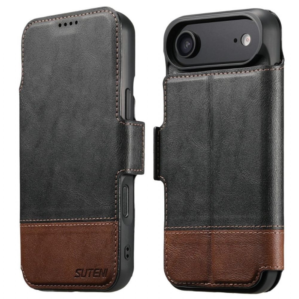 Leren Hoesje iPhone Air Magsafe Tweekleurige Afneembare Hoes Suteni Bescherming Hoesje