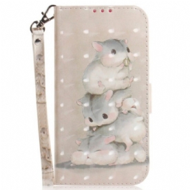 Folio-hoesje voor Poco X5 5G Met Ketting String Eekhoorns