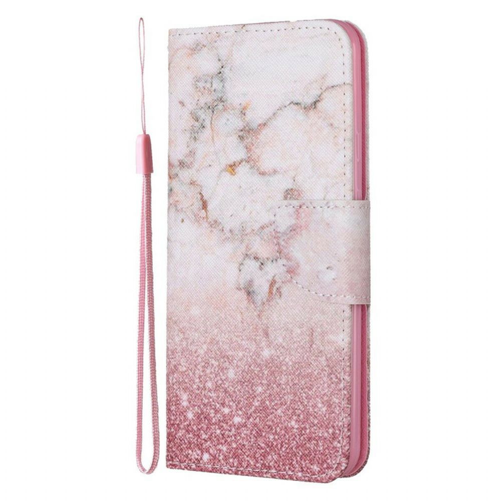 Leren Hoesje voor Google Pixel 4 XL Met Ketting Marmeren Band