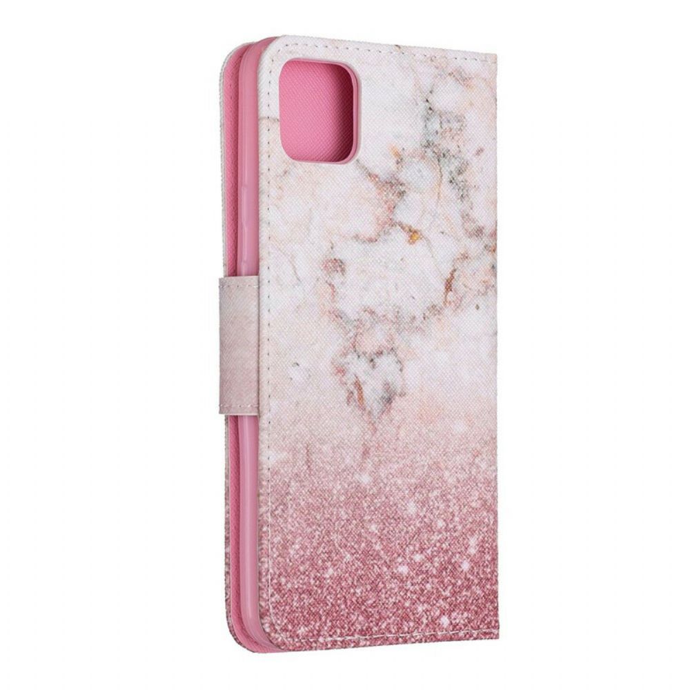 Leren Hoesje voor Google Pixel 4 XL Met Ketting Marmeren Band