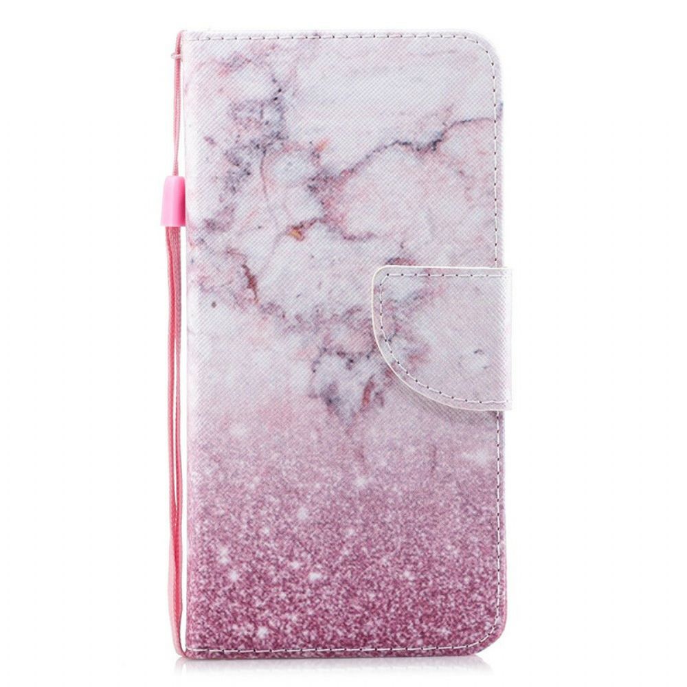 Leren Hoesje voor Google Pixel 4 XL Met Ketting Marmeren Band