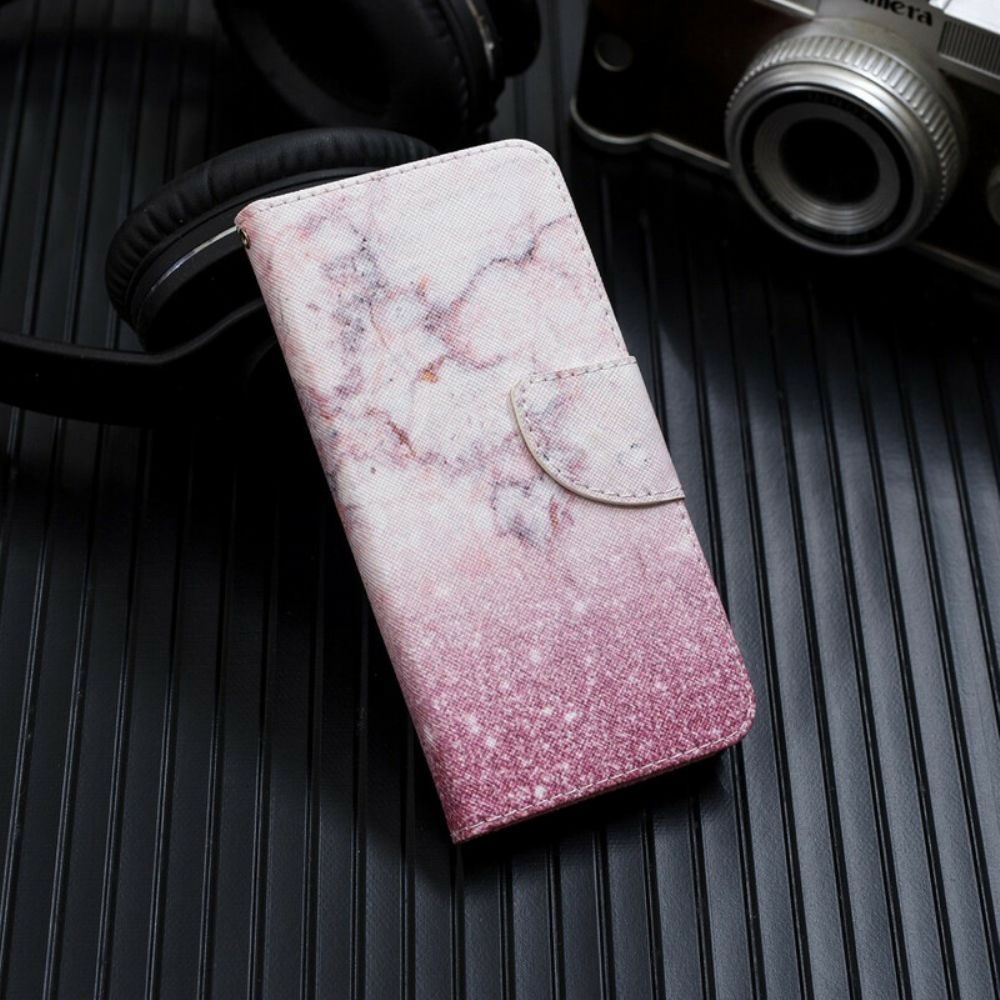 Leren Hoesje voor Google Pixel 4 XL Met Ketting Marmeren Band