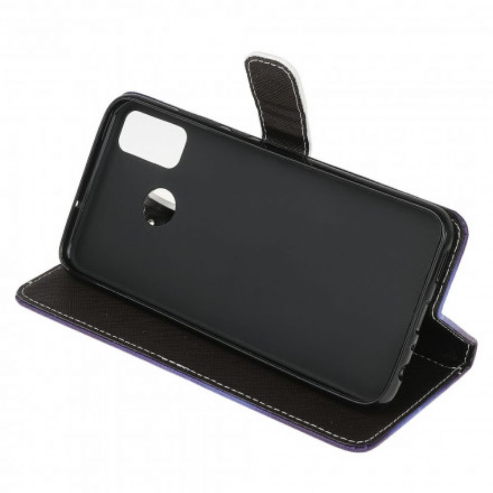 Folio-hoesje voor Moto G10 / G30 Met Ketting Thong Black Cat Eyes