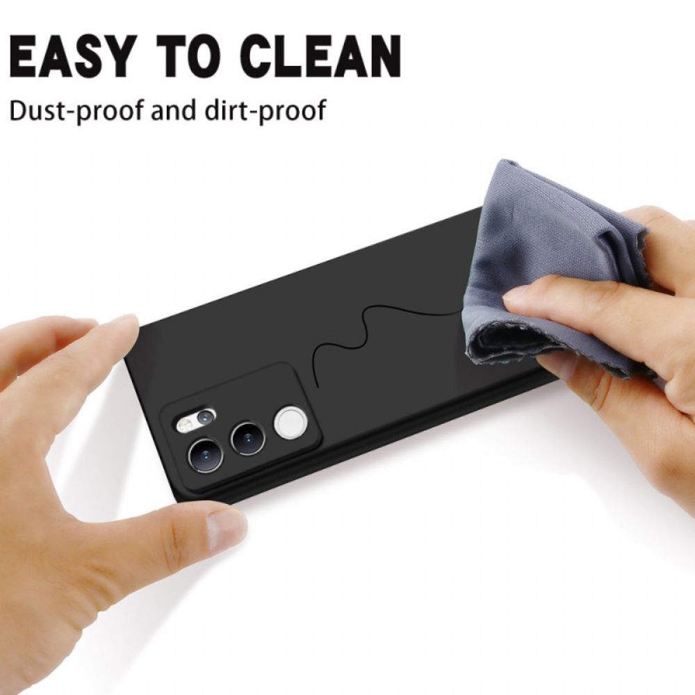 Hoesje Vivo V30 Lite 5g Vloeibare Siliconen Met Bandje