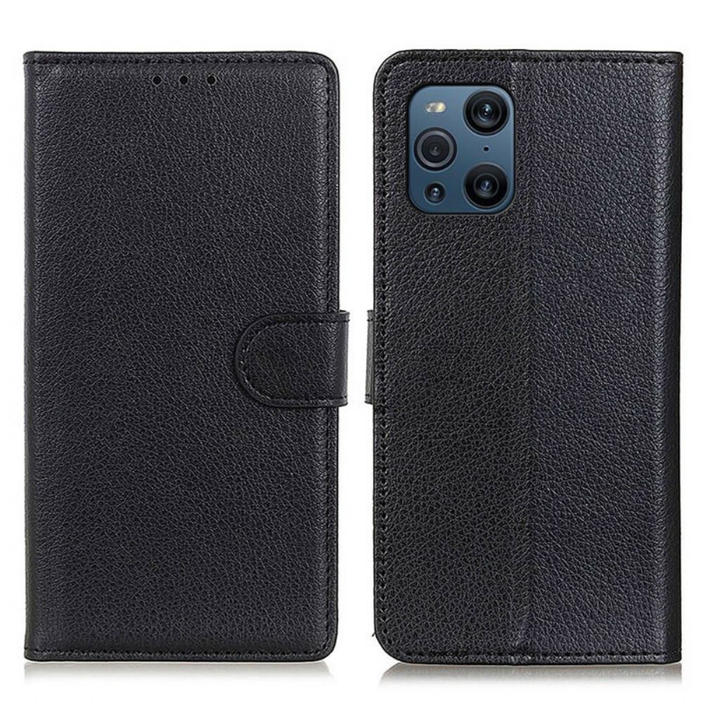 Folio-hoesje voor Oppo Find X3 / X3 Pro Lychee Van Kunstleer