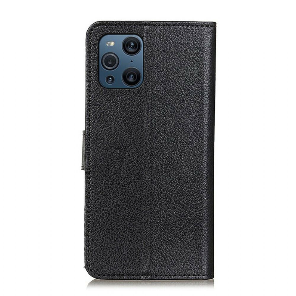 Folio-hoesje voor Oppo Find X3 / X3 Pro Lychee Van Kunstleer