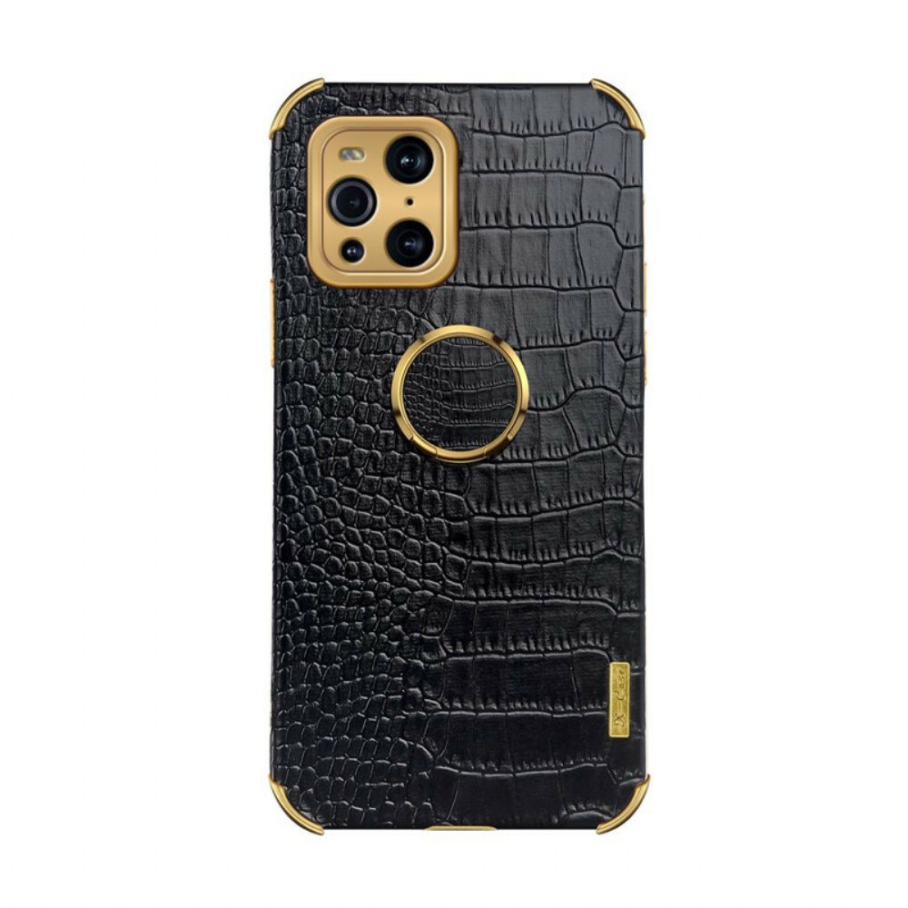 Hoesje voor Oppo Find X3 / X3 Pro X-case Krokodillenleer-effect