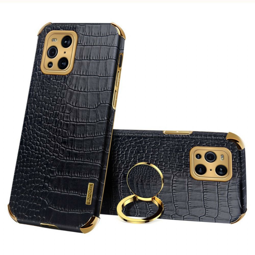 Hoesje voor Oppo Find X3 / X3 Pro X-case Krokodillenleer-effect