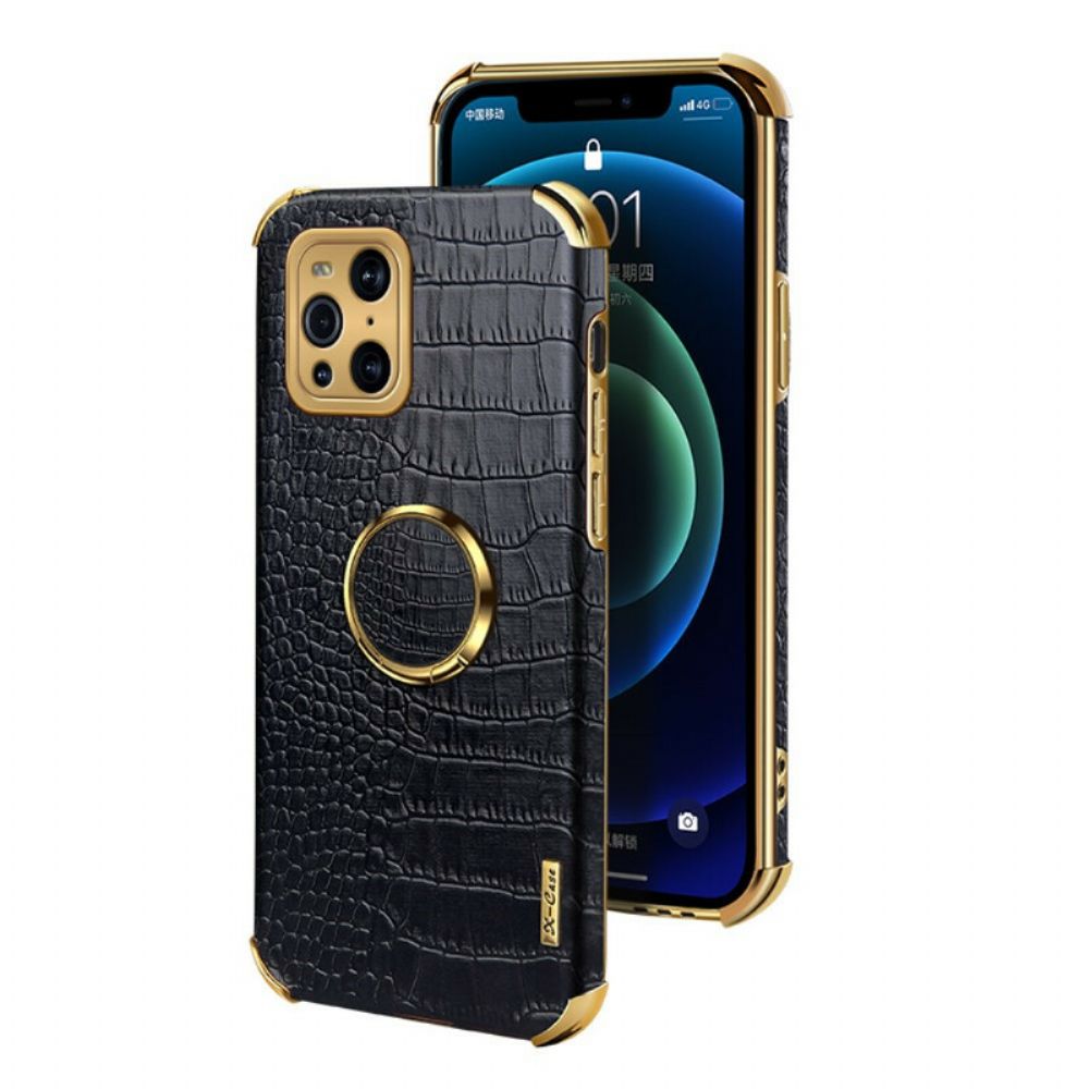 Hoesje voor Oppo Find X3 / X3 Pro X-case Krokodillenleer-effect