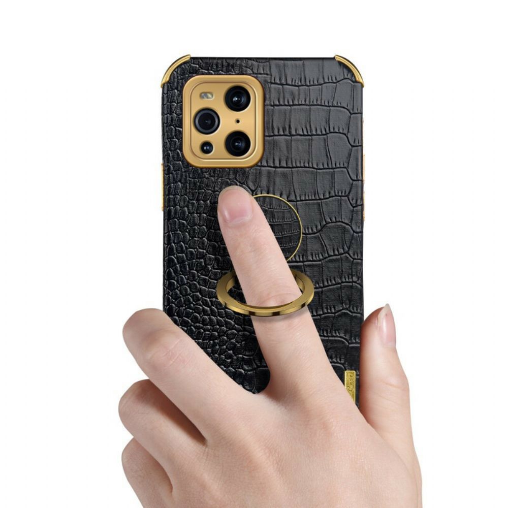 Hoesje voor Oppo Find X3 / X3 Pro X-case Krokodillenleer-effect