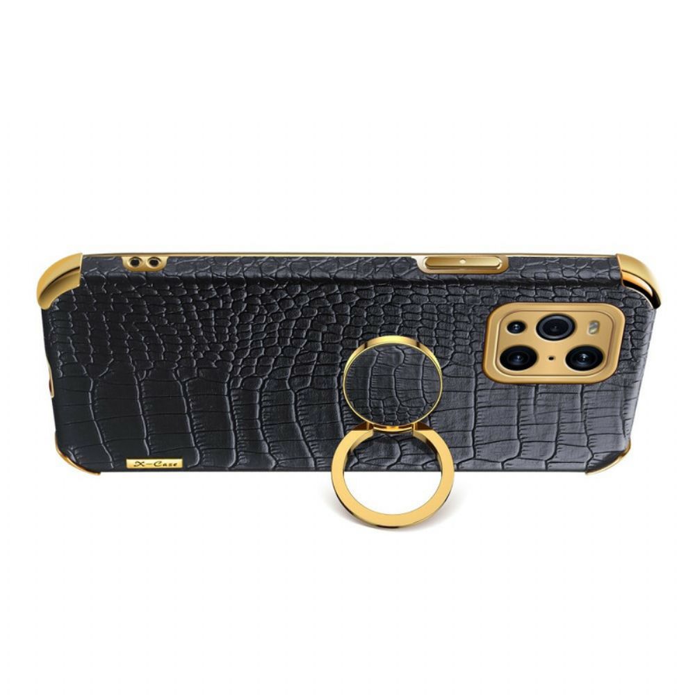 Hoesje voor Oppo Find X3 / X3 Pro X-case Krokodillenleer-effect