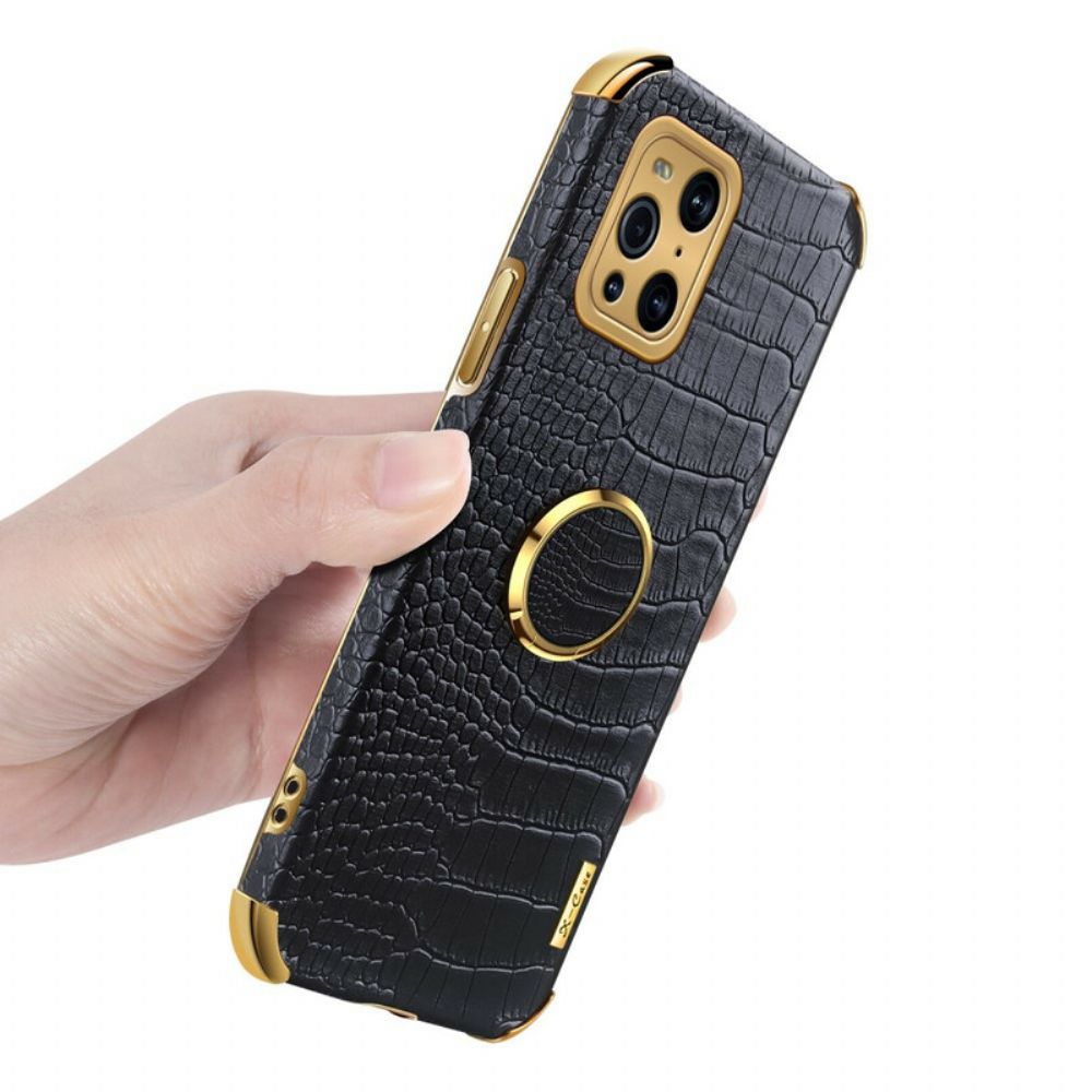 Hoesje voor Oppo Find X3 / X3 Pro X-case Krokodillenleer-effect