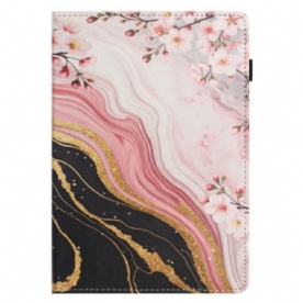 Hoesje Case Samsung Galaxy Tab S10 Fe Telefoonhoesje Marmeren Bloemenontwerp
