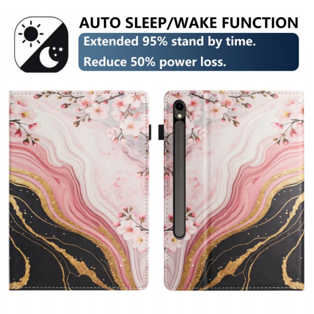 Hoesje Case Samsung Galaxy Tab S10 Fe Telefoonhoesje Marmeren Bloemenontwerp