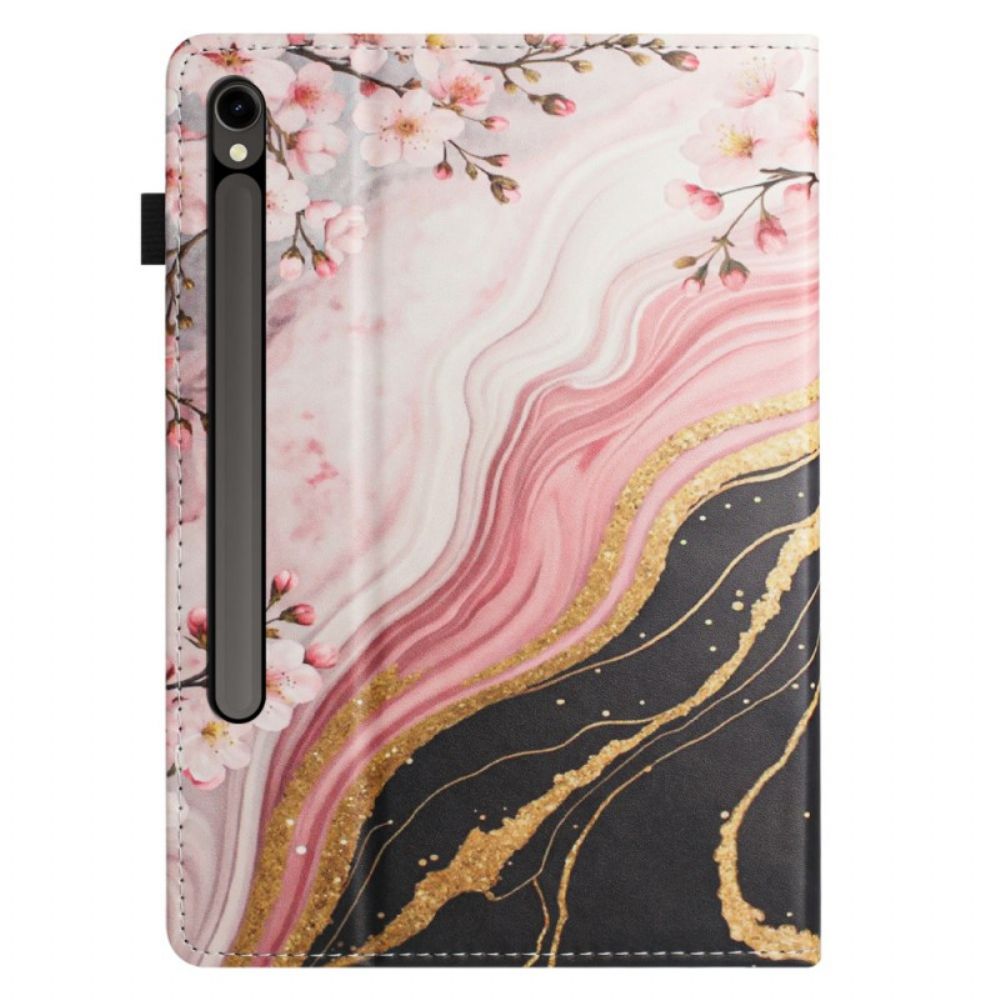 Hoesje Case Samsung Galaxy Tab S10 Fe Telefoonhoesje Marmeren Bloemenontwerp
