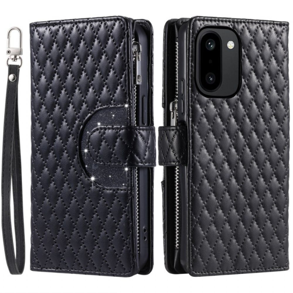 Flip Case Leren Oneplus 15r Gewatteerde Portemonnee Met Pailletten