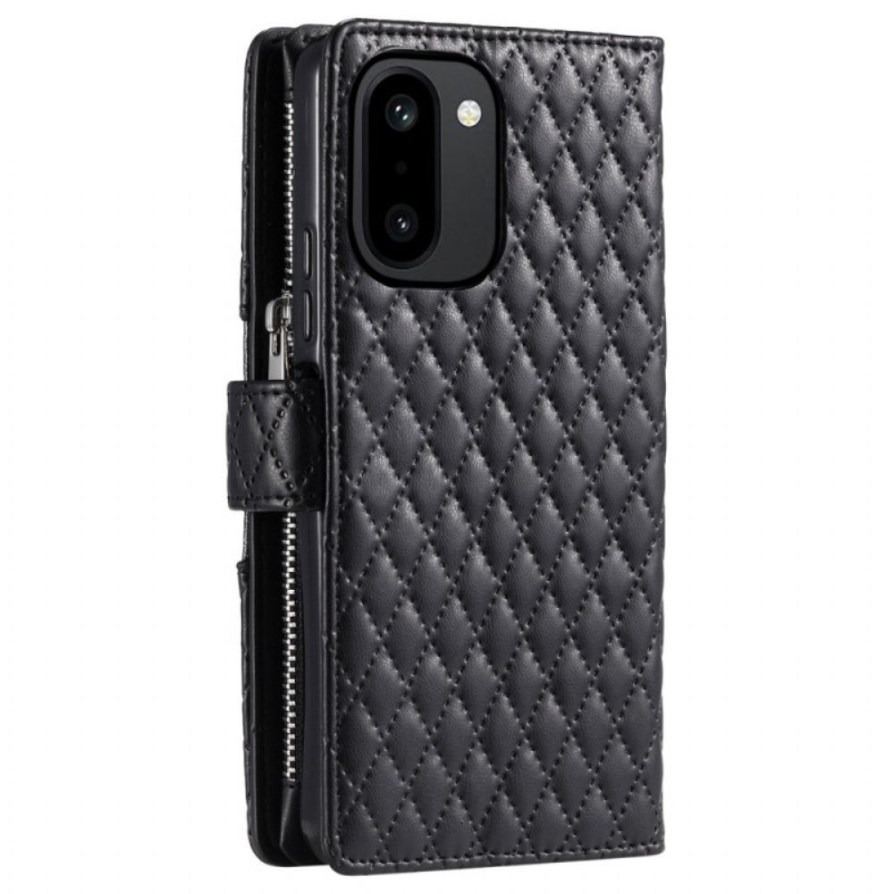 Flip Case Leren Oneplus 15r Gewatteerde Portemonnee Met Pailletten