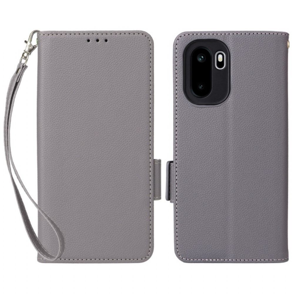 Flip Case Leren Oneplus 15r Lychee-textuur Met Bandje
