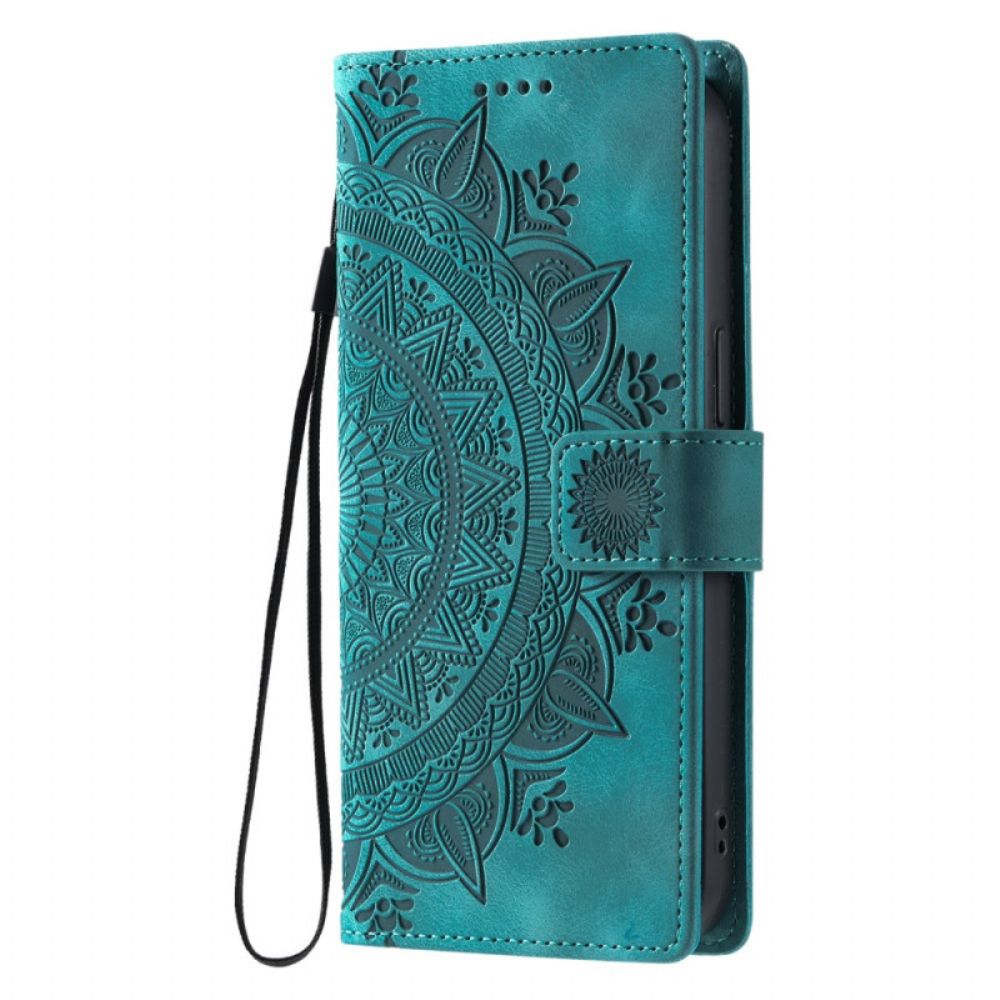 Flip Case Leren Oneplus 15r Portemonnee Met Mandala Suède-effect