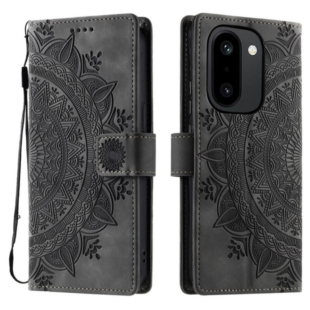 Flip Case Leren Oneplus 15r Portemonnee Met Mandala Suède-effect